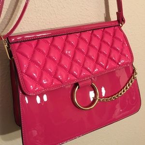 Shiny Pink Pleather Crossbody Purse NWOT